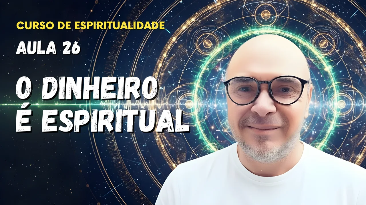 Professor Tibério Z na vigésima sexta aula do curso gratuito sobre a dimensão espiritual do dinheiro