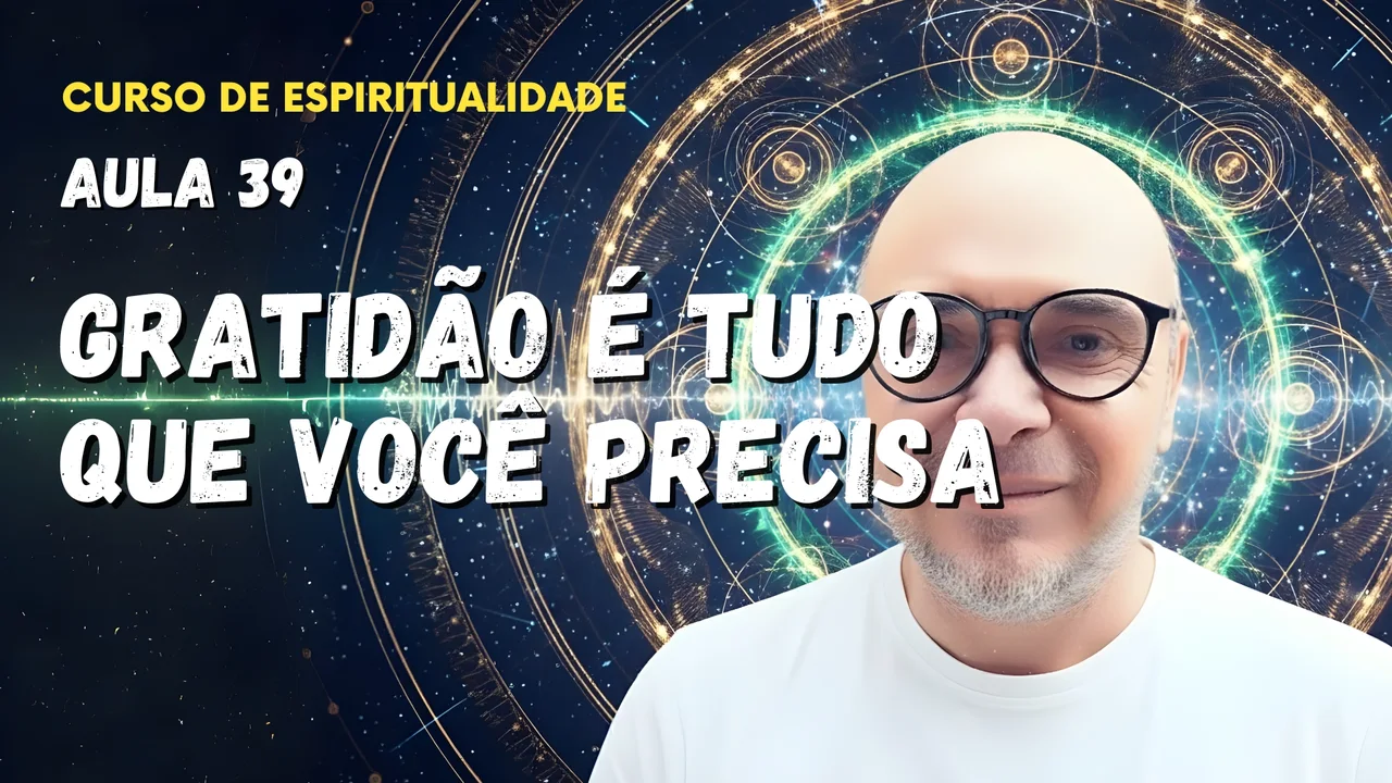 Professor Tibério Z na trigésima nona aula do curso gratuito sobre gratidão e prosperidade