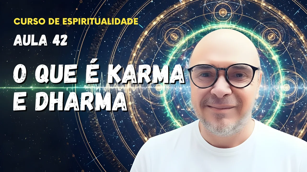 Professor Tibério Z na quadragésima segunda aula do curso gratuito sobre karma e dharma