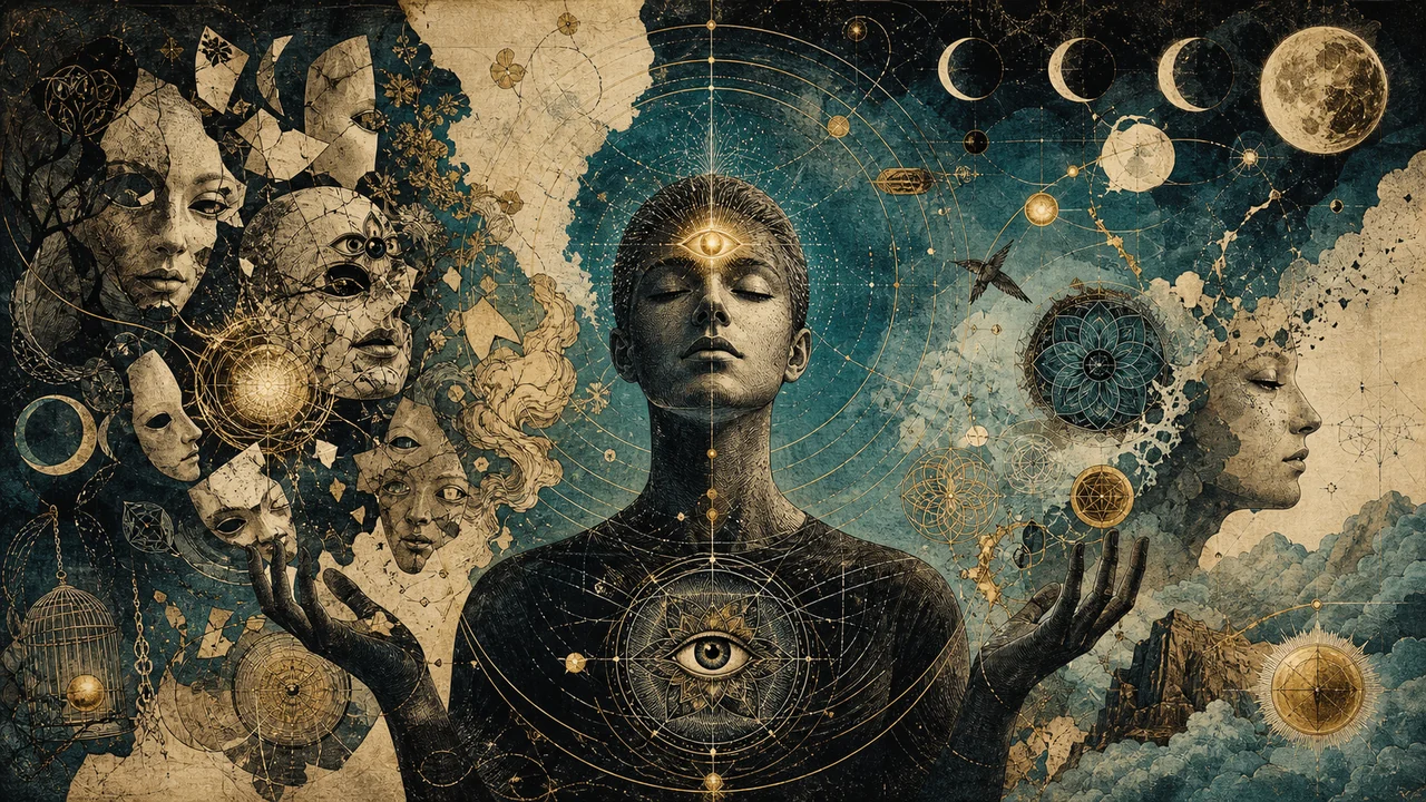 Pessoa em meditação separando ilusões espirituais de uma percepção clara e equilibrada