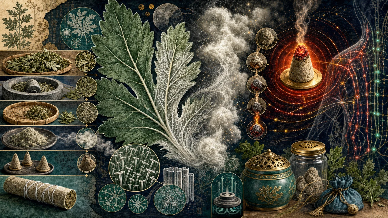 Composição surrealista sobre a artemísia e a produção da moxa