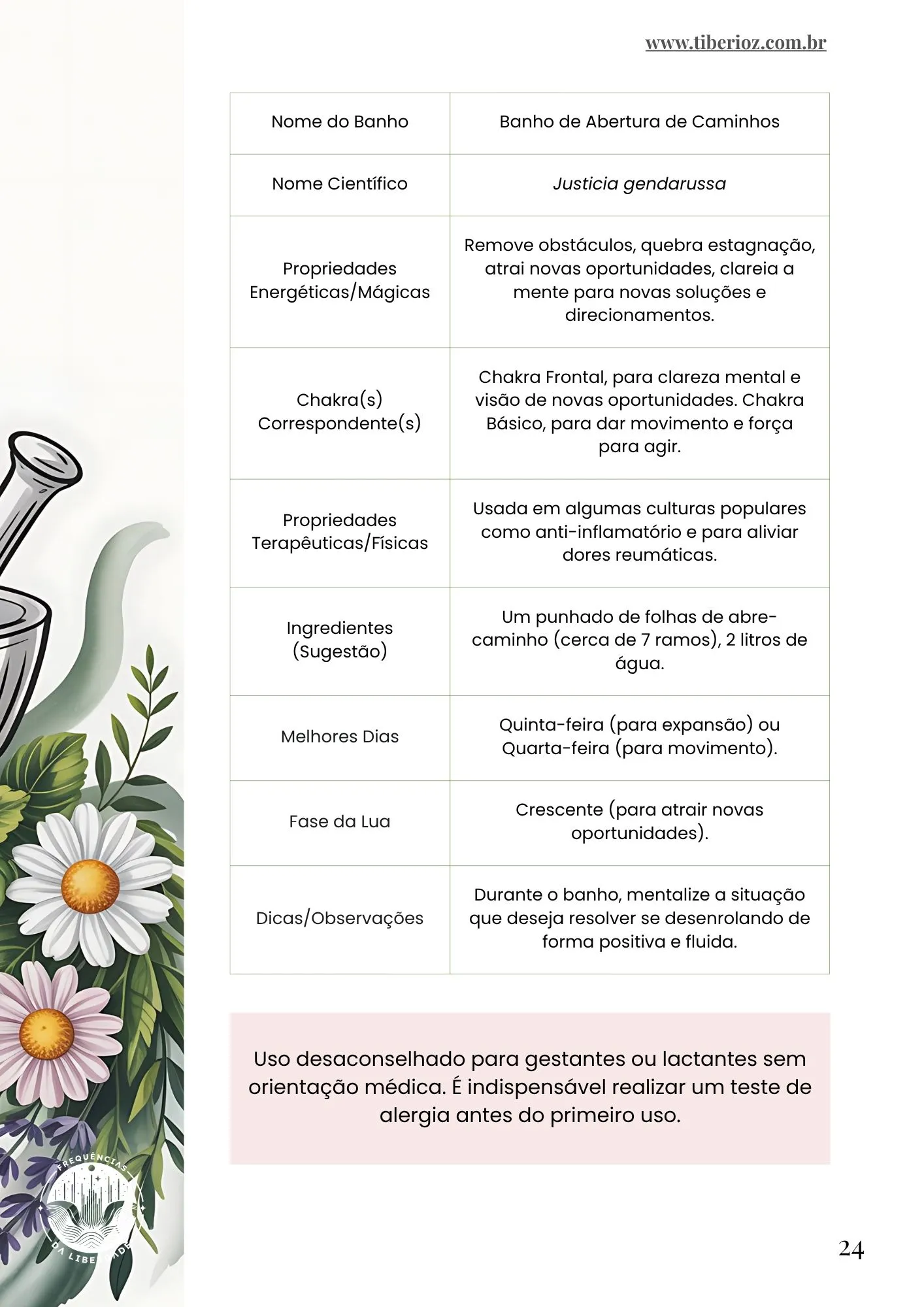 página interna do e-book 110 Banhos de Limpeza Energética